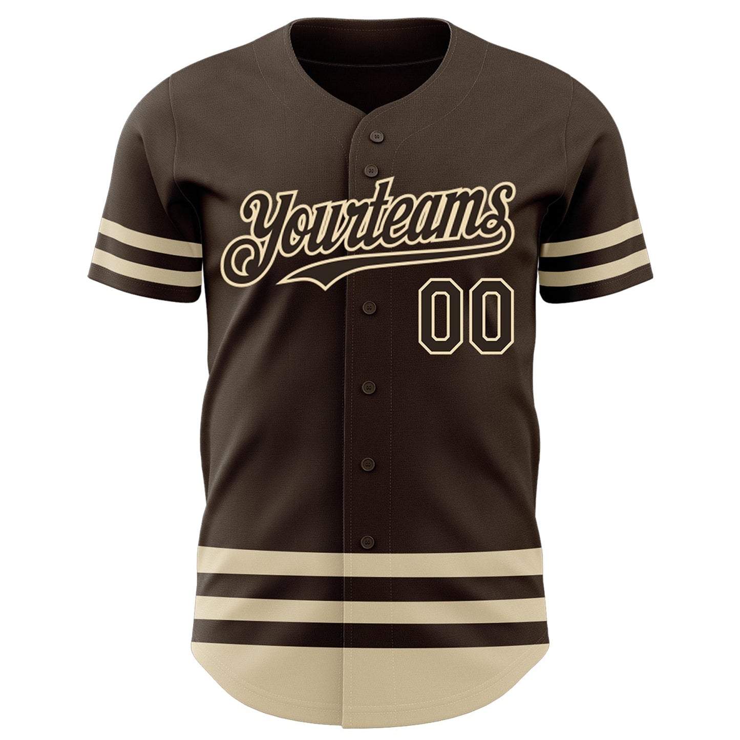Custom Brown Cream Line Authentic Baseball Jersey baseball jersey product view 2