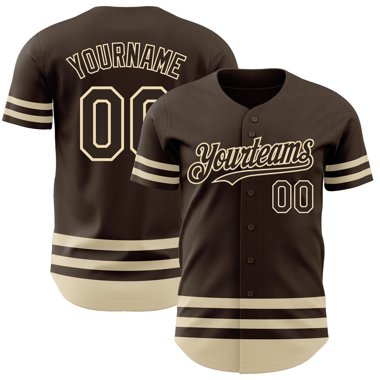Custom Brown Cream Line Authentic Baseball Jersey baseball jersey product view 1