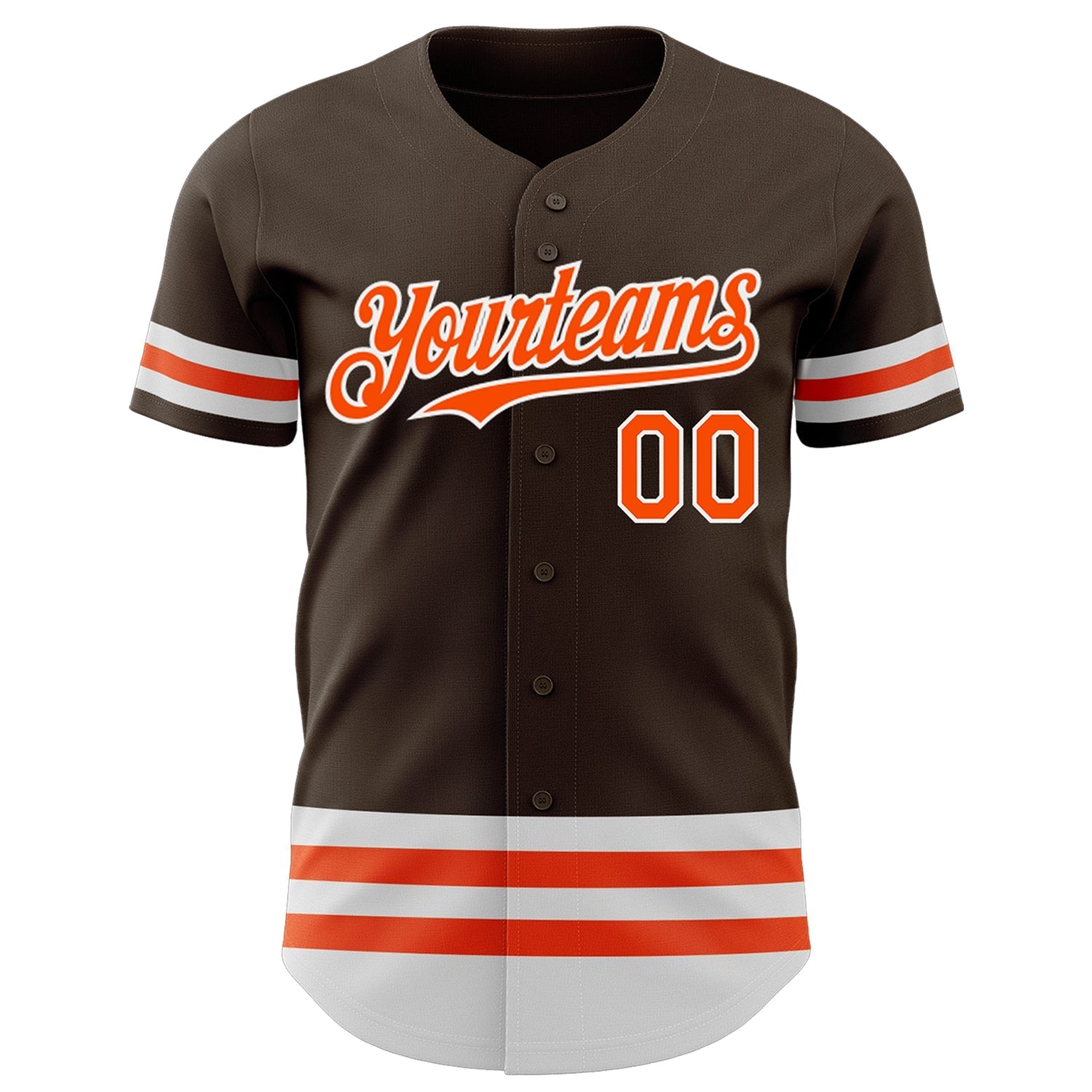 Custom Brown Orange-White Line Authentic Baseball Jersey baseball jersey product view 2