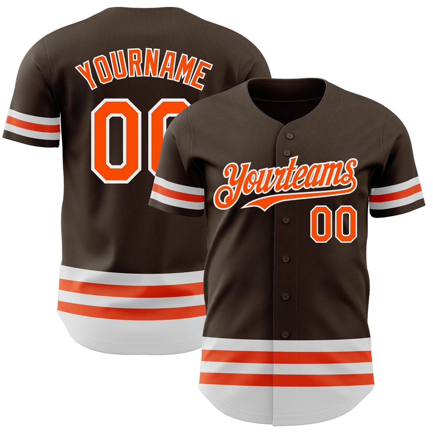 Custom Brown Orange-White Line Authentic Baseball Jersey baseball jersey product view 1