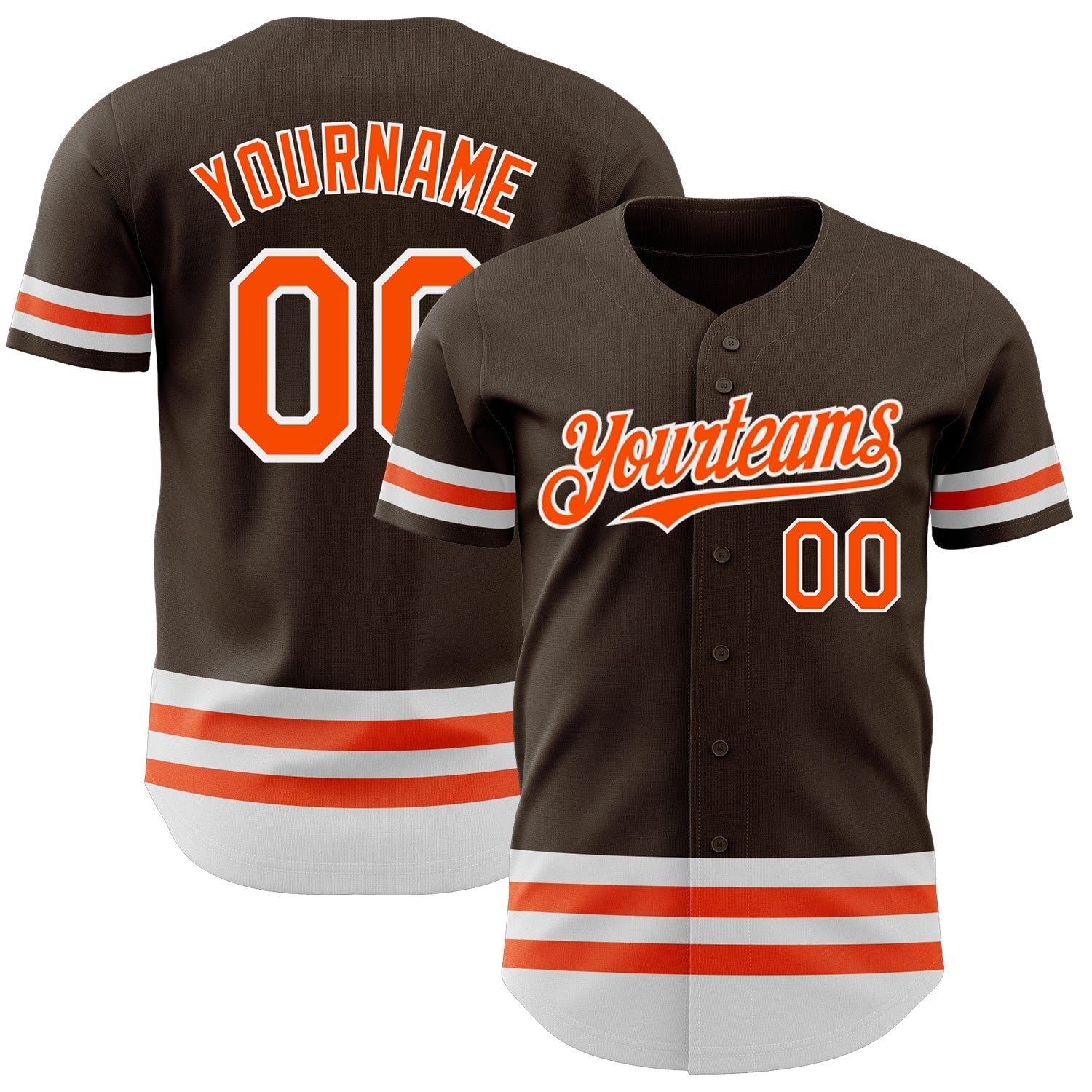 Custom Brown Orange-White Line Authentic Baseball Jersey baseball jersey product view 1