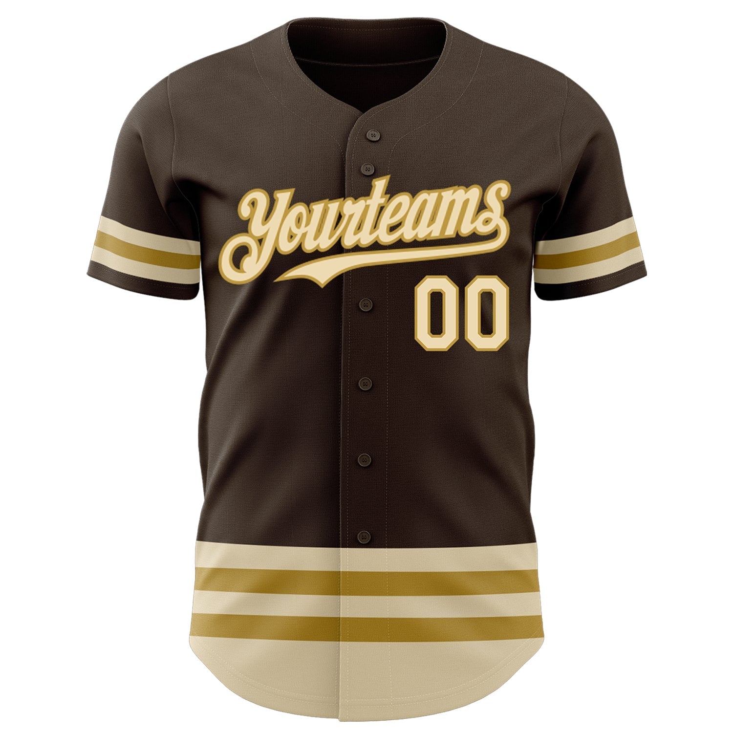 Custom Brown Cream-Old Gold Line Authentic Baseball Jersey baseball jersey product view 2