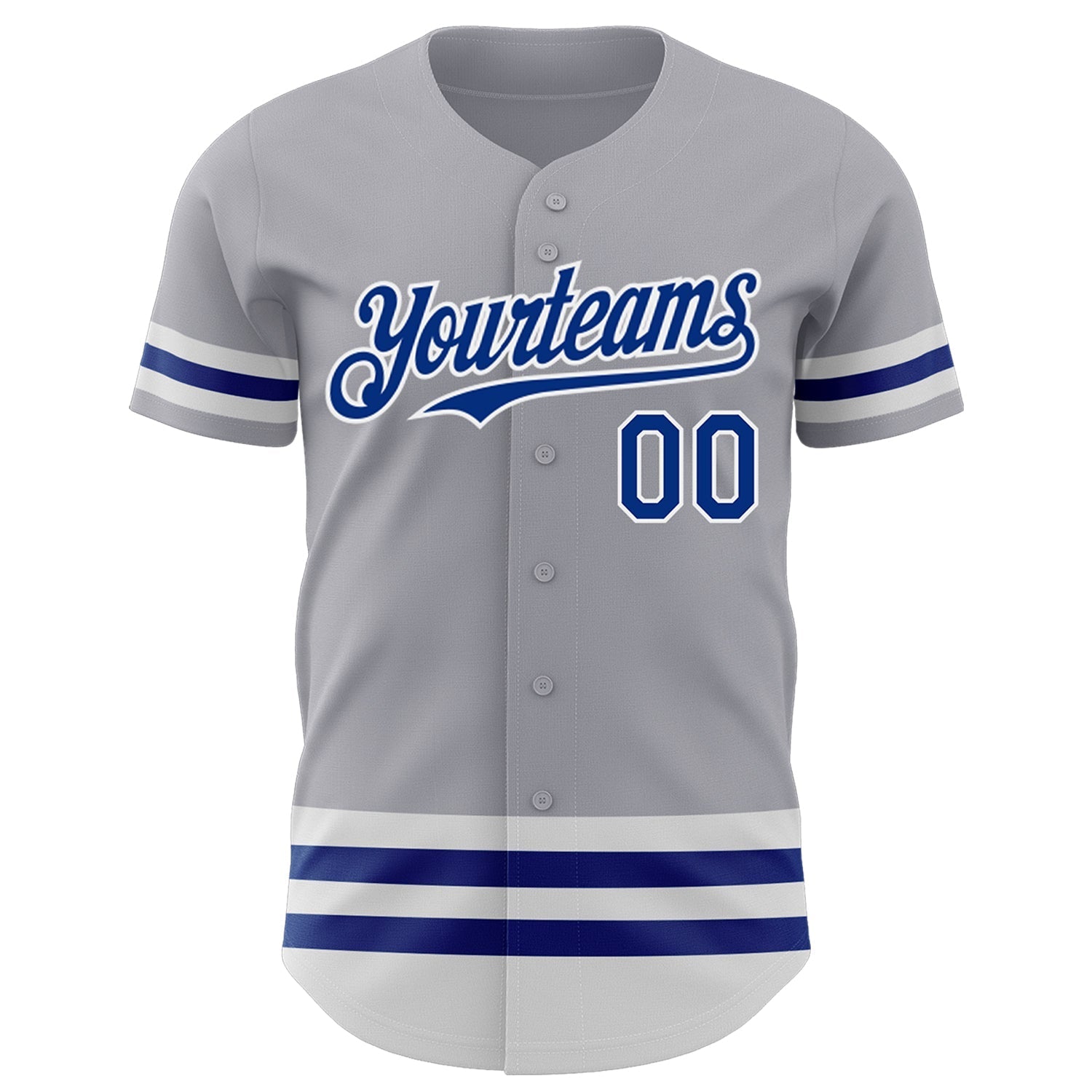 Custom Gray Royal-White Line Authentic Baseball Jersey baseball jersey product view 2