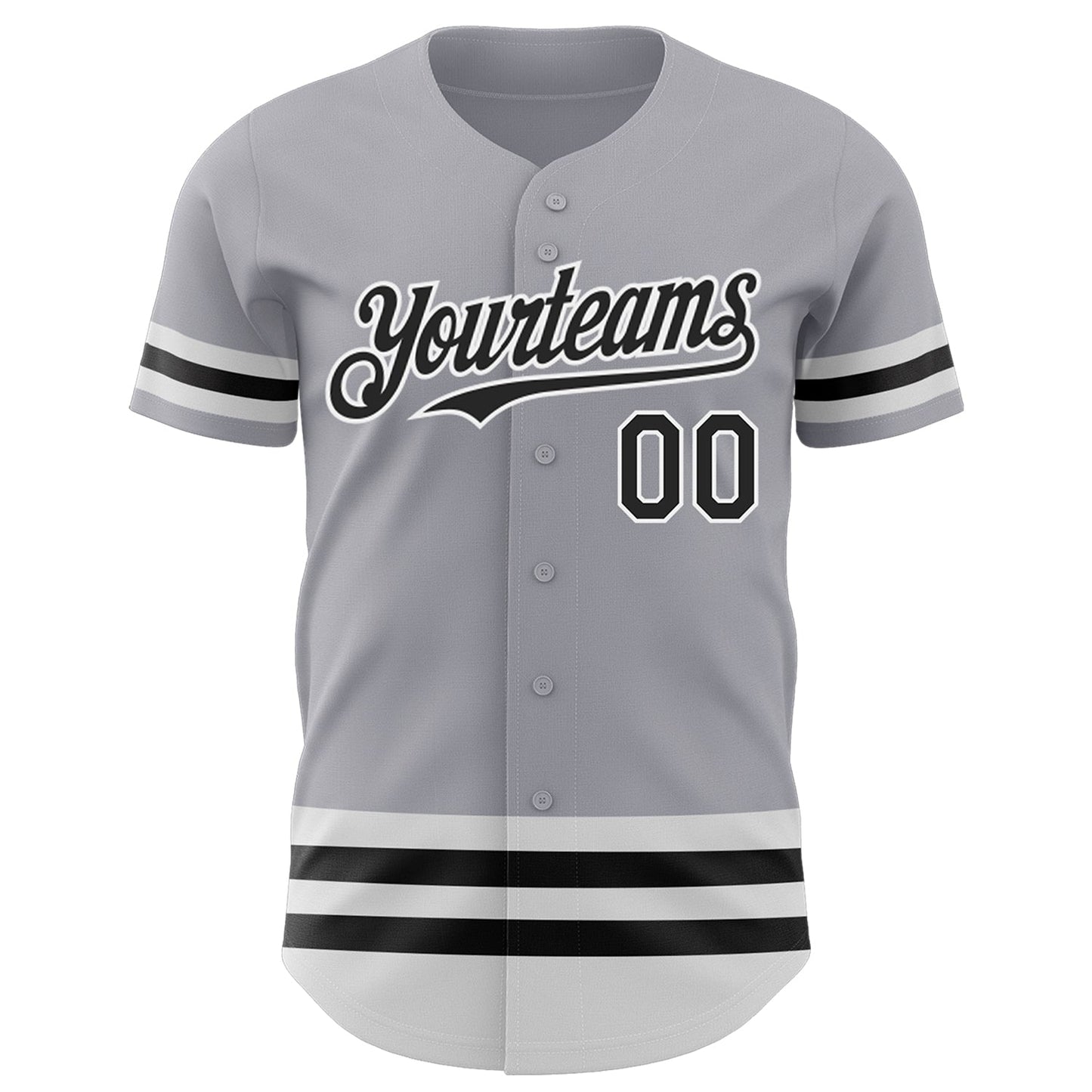 Custom Gray Black-White Line Authentic Baseball Jersey baseball jersey product view 2