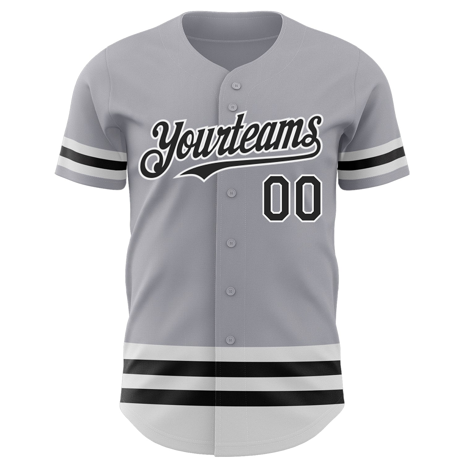 Custom Gray Black-White Line Authentic Baseball Jersey baseball jersey product view 2