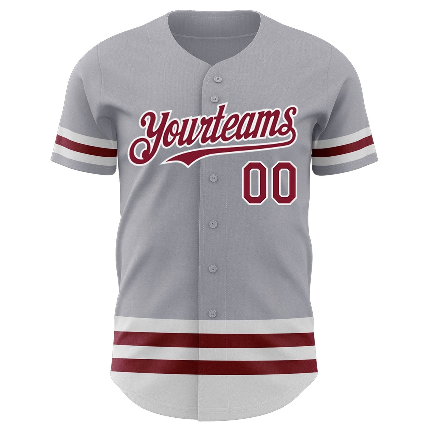 Custom Gray Crimson-White Line Authentic Baseball Jersey baseball jersey product view 2