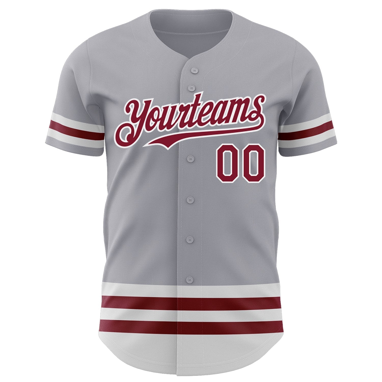 Custom Gray Crimson-White Line Authentic Baseball Jersey baseball jersey product view 2