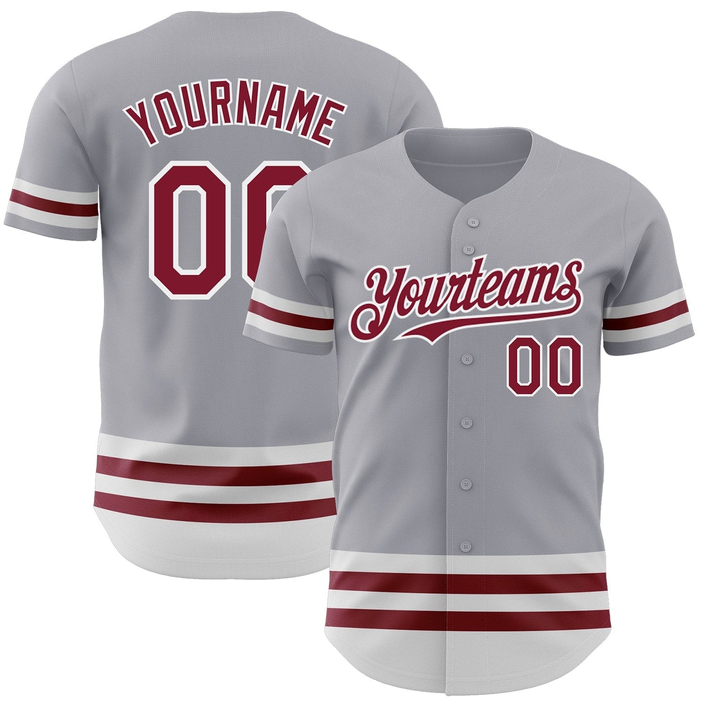 Custom Gray Crimson-White Line Authentic Baseball Jersey baseball jersey product view 1