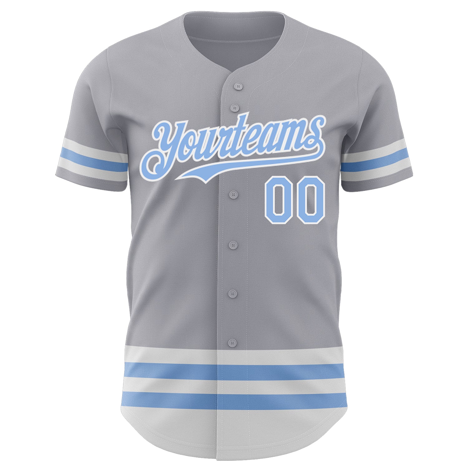 Custom Gray Light Blue-White Line Authentic Baseball Jersey baseball jersey product view 2