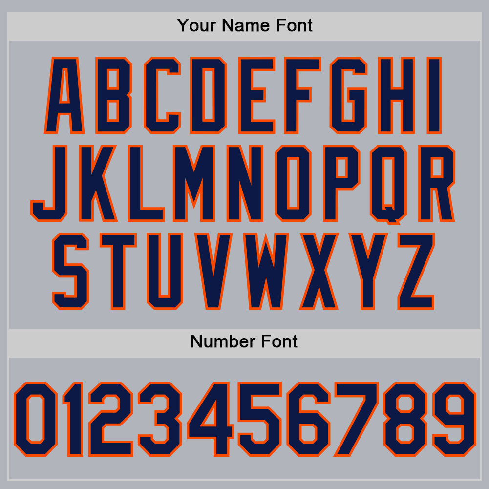 Custom Gray Navy-Orange Line Authentic Baseball Jersey baseball jersey product view 5