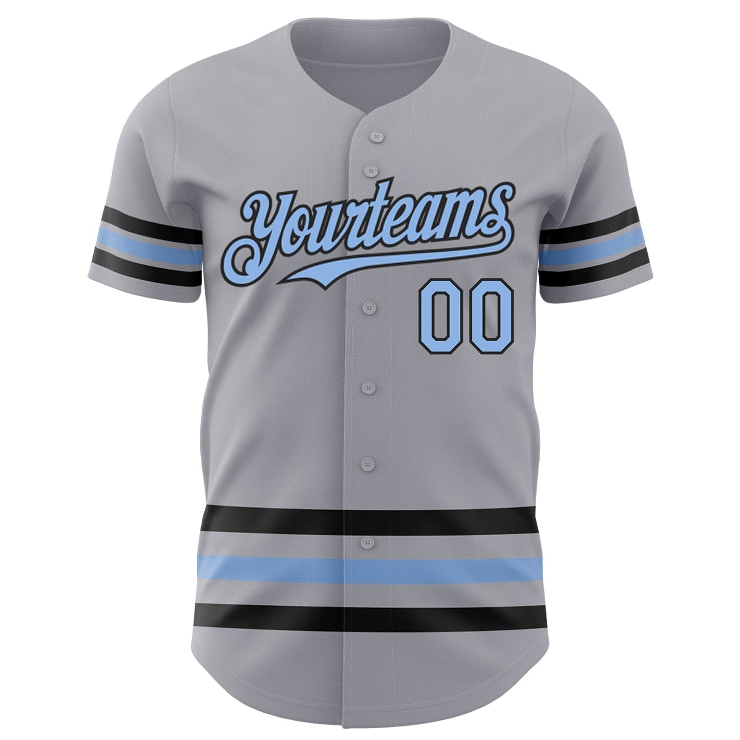 Custom Gray Light Blue-Black Line Authentic Baseball Jersey baseball jersey product view 2