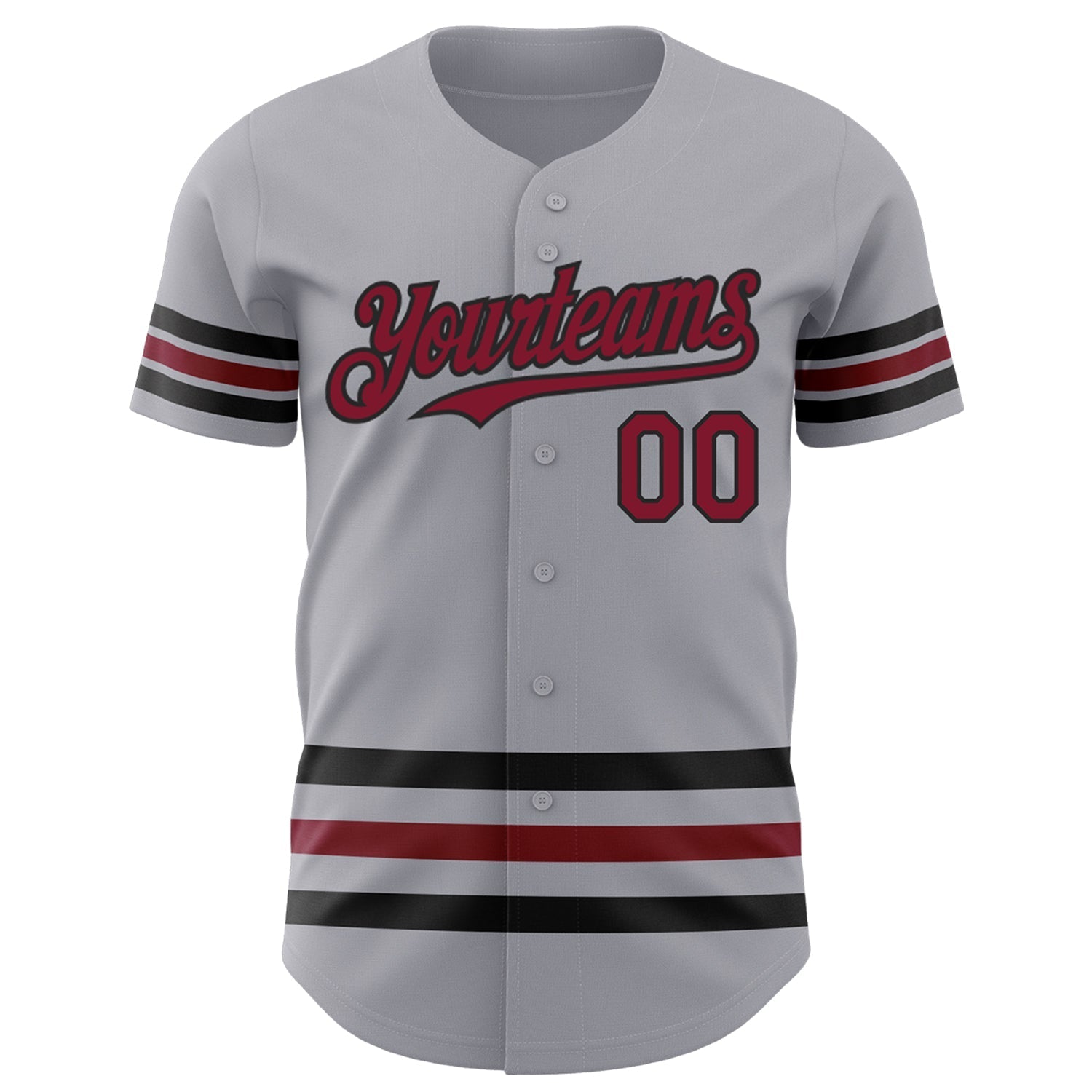 Custom Gray Crimson-Black Line Authentic Baseball Jersey baseball jersey product view 2