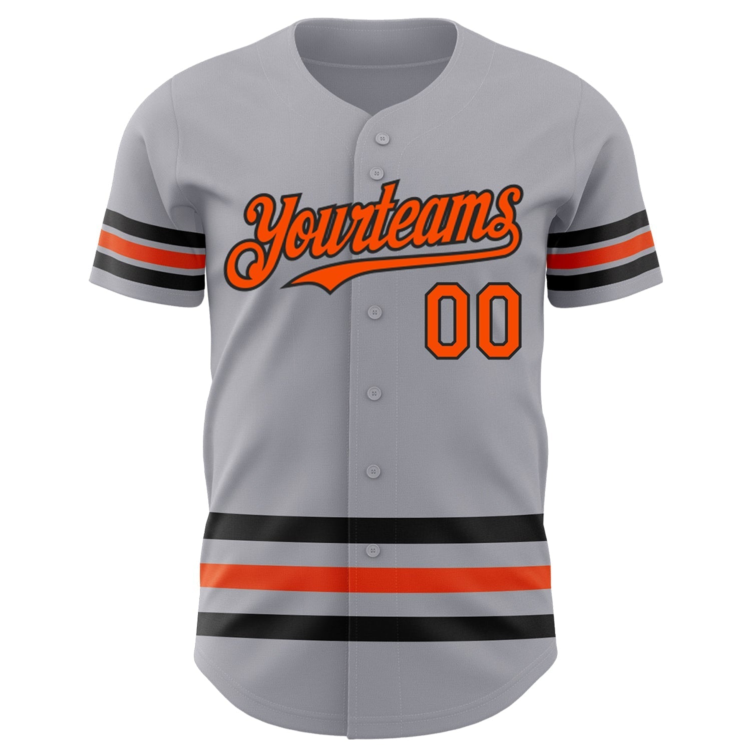 Custom Gray Orange-Black Line Authentic Baseball Jersey baseball jersey product view 2