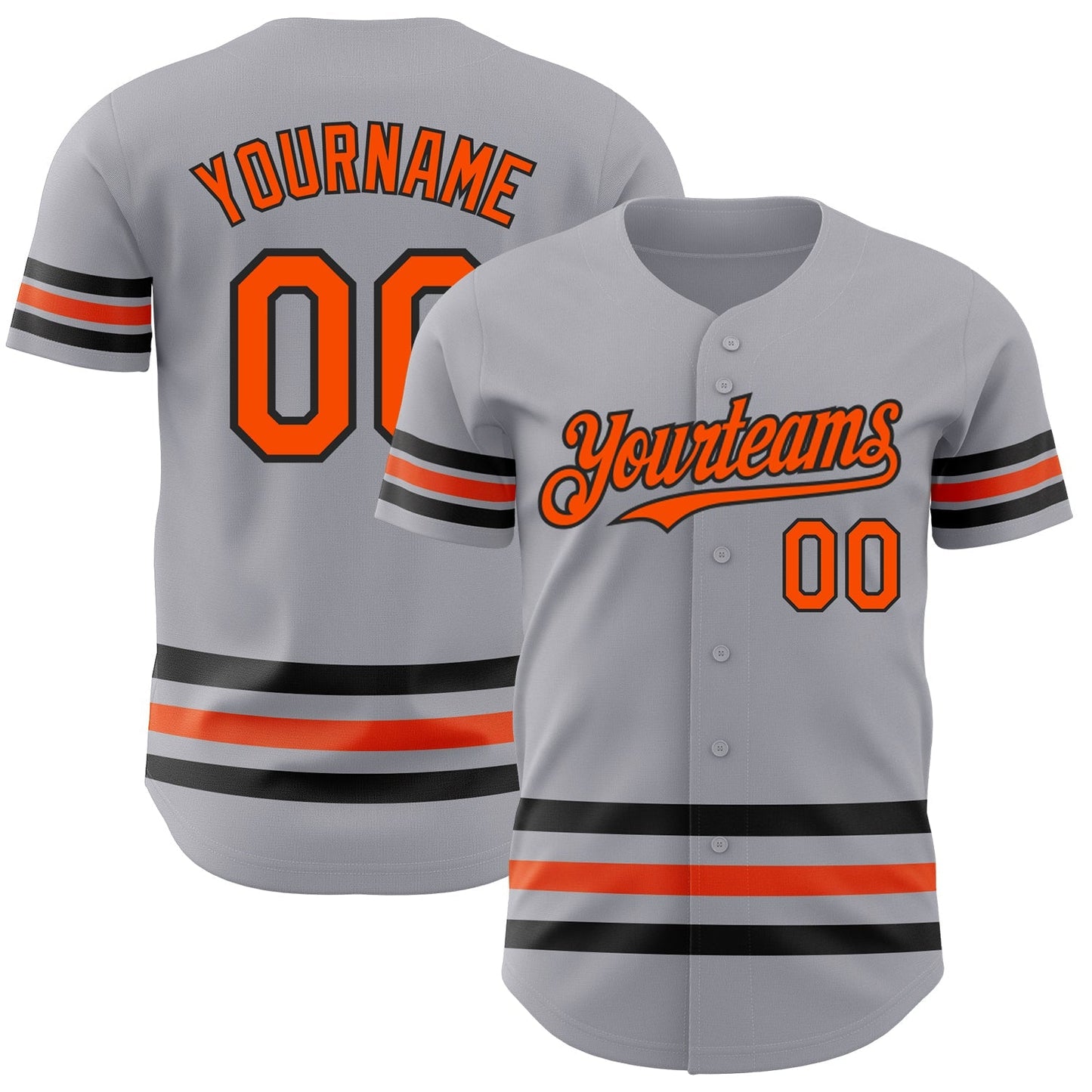 Custom Gray Orange-Black Line Authentic Baseball Jersey baseball jersey product view 1