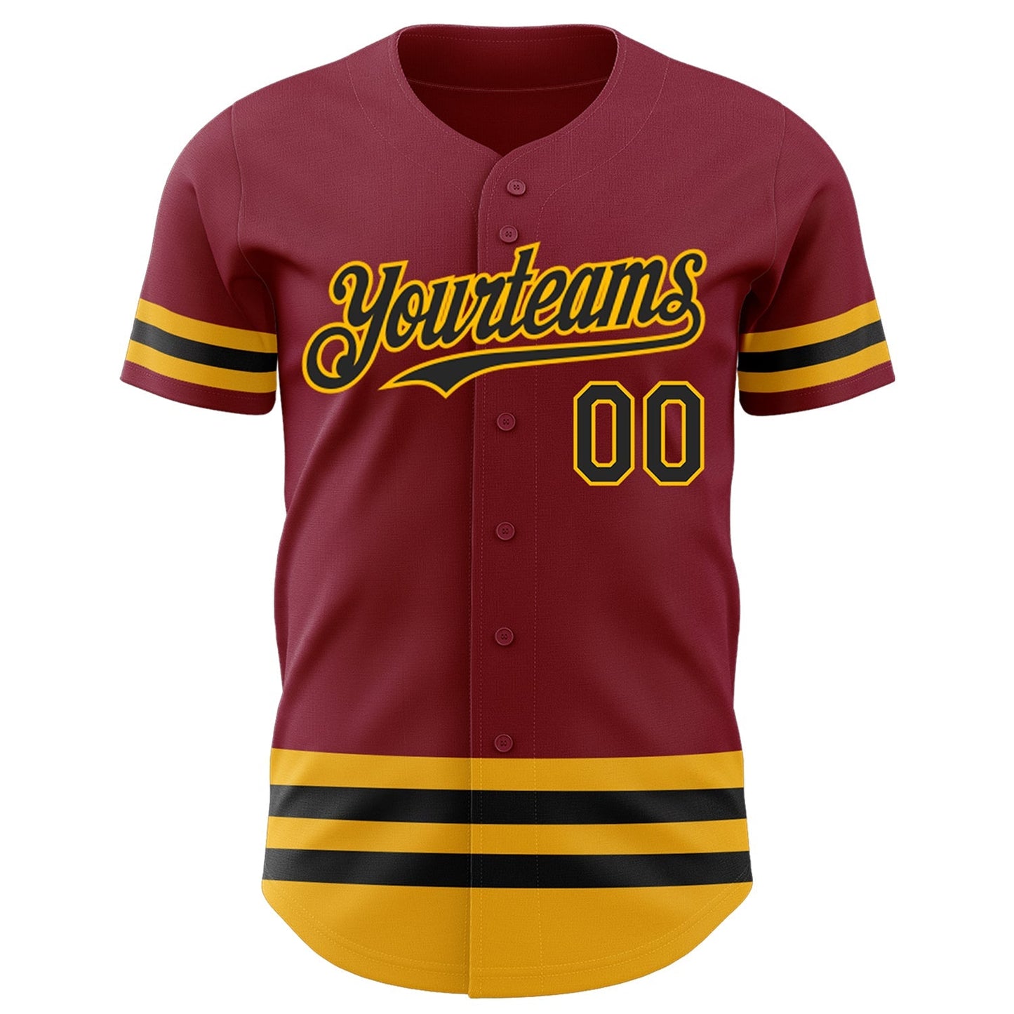 Custom Crimson Black-Gold Line Authentic Baseball Jersey baseball jersey product view 2
