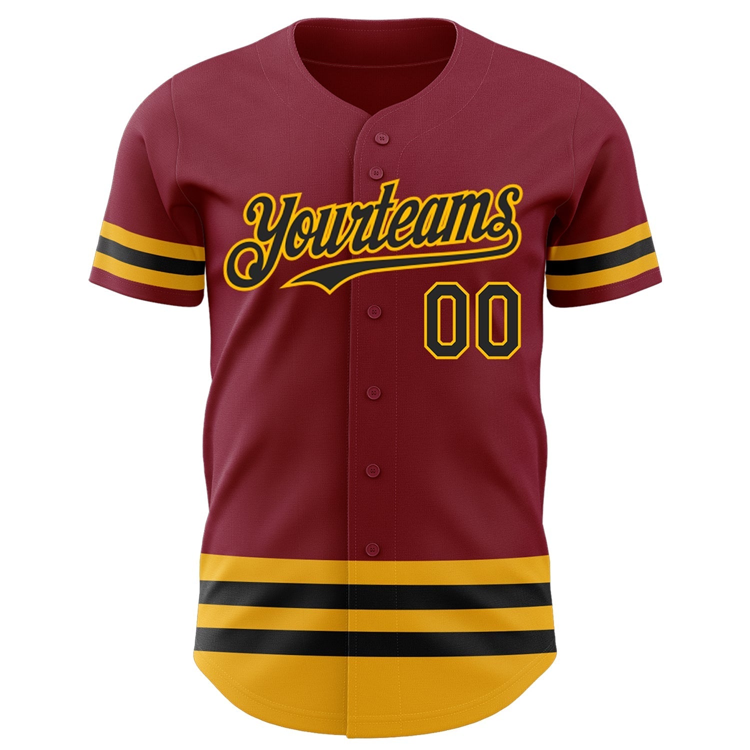 Custom Crimson Black-Gold Line Authentic Baseball Jersey baseball jersey product view 2