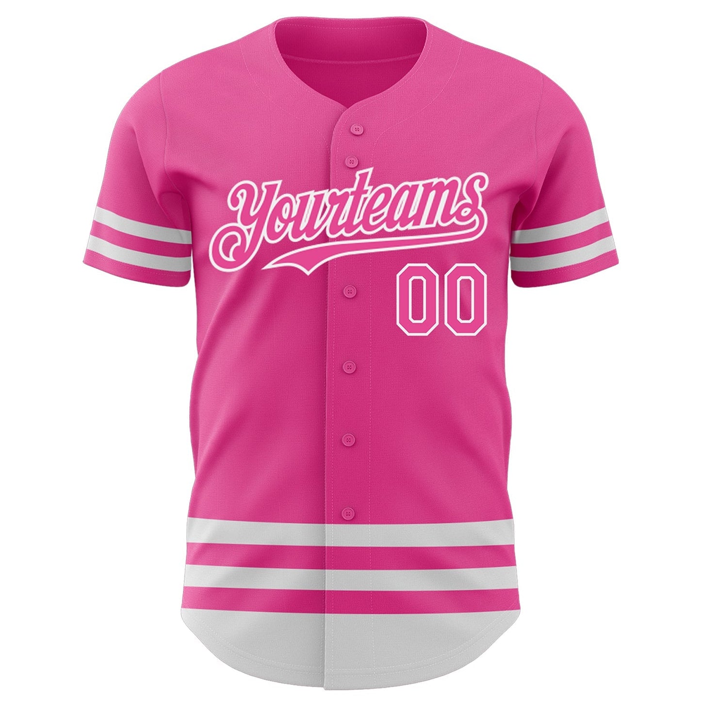 Custom Pink White Line Authentic Baseball Jersey baseball jersey product view 2