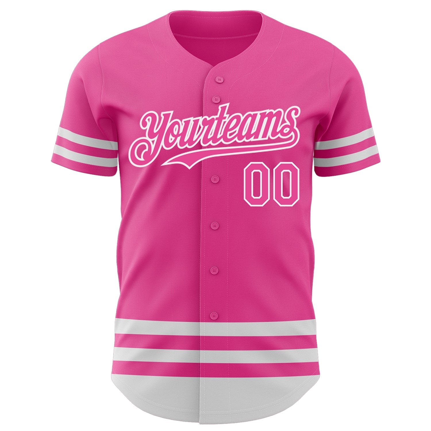 Custom Pink White Line Authentic Baseball Jersey baseball jersey product view 2