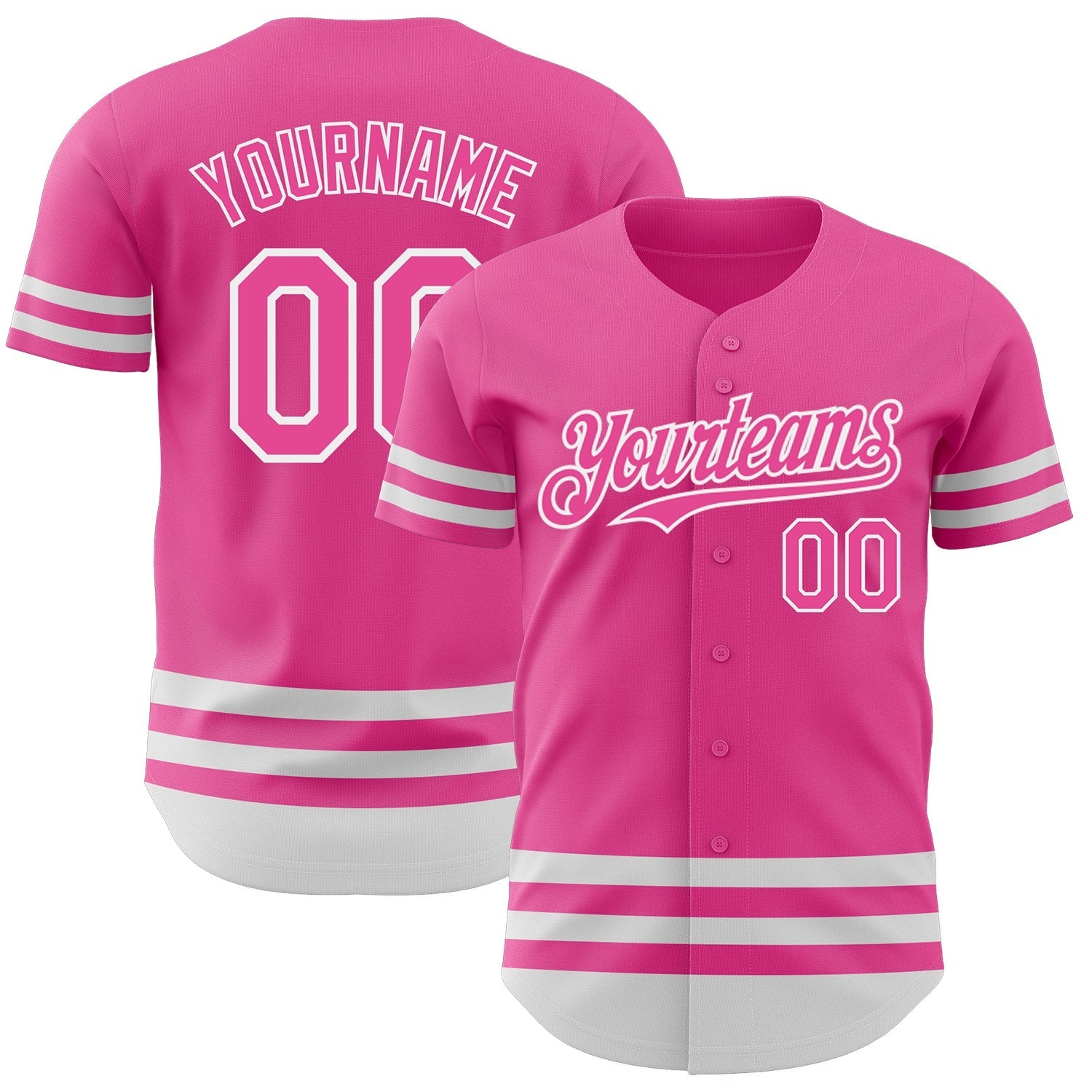 Custom Pink White Line Authentic Baseball Jersey baseball jersey product view 1
