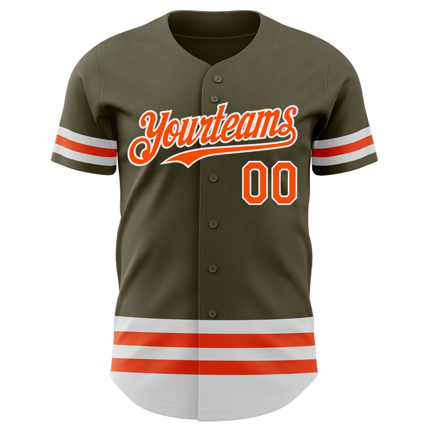 Custom Olive Orange-White Line Authentic Salute To Service Baseball Jersey baseball jersey product view 2