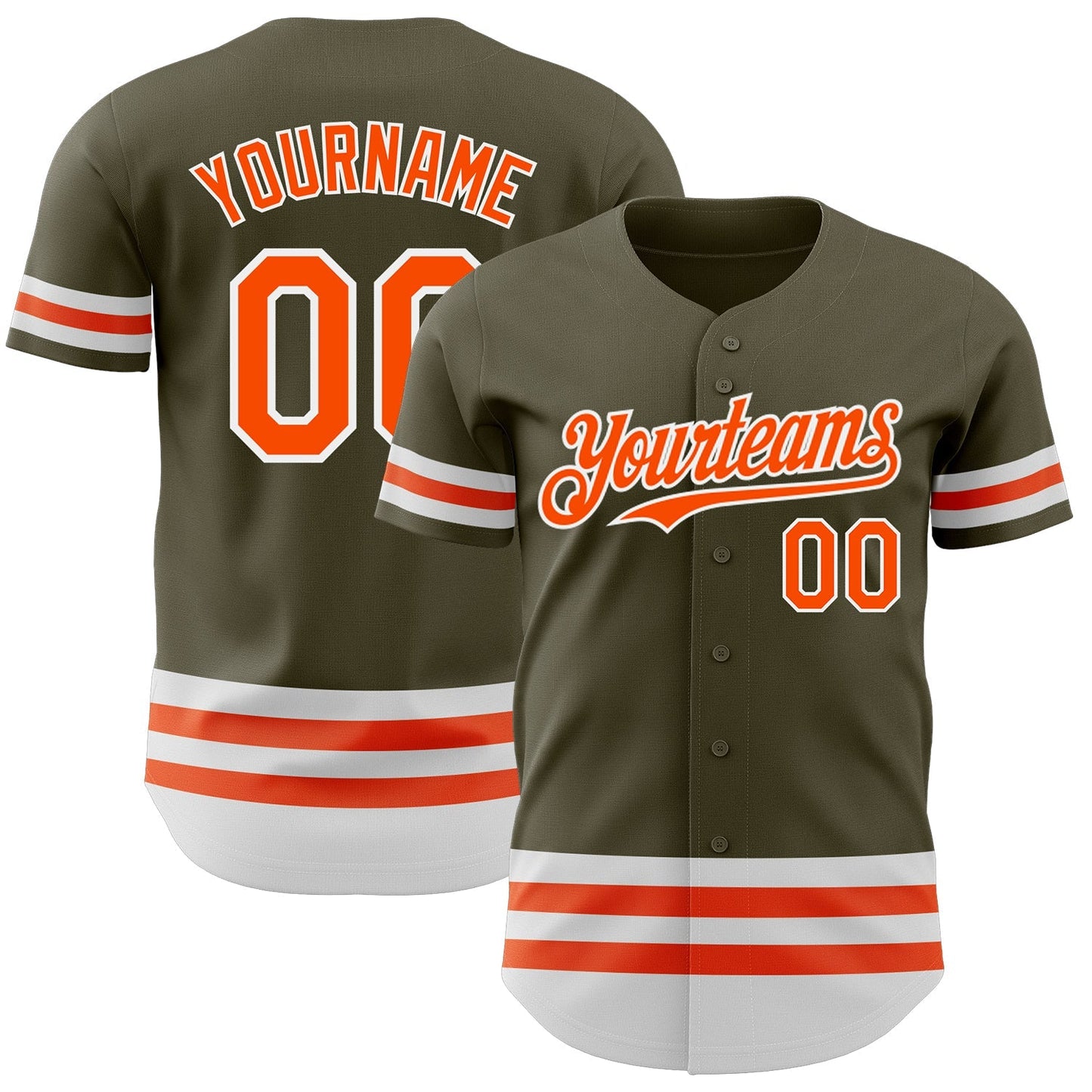 Custom Olive Orange-White Line Authentic Salute To Service Baseball Jersey baseball jersey product view 1