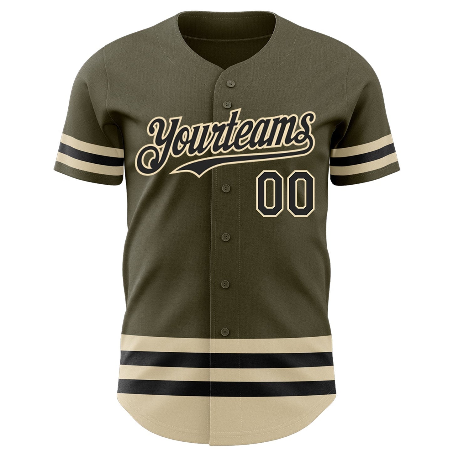 Custom Olive Black-Cream Line Authentic Salute To Service Baseball Jersey baseball jersey product view 2