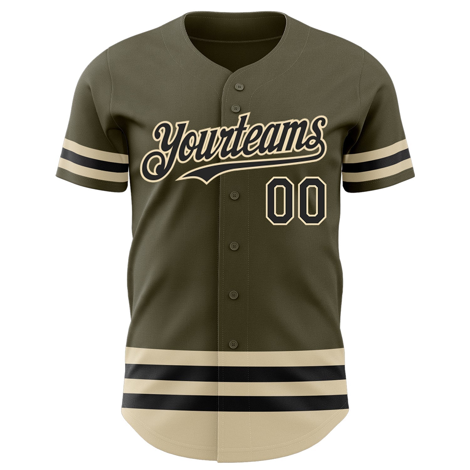 Custom Olive Black-Cream Line Authentic Salute To Service Baseball Jersey baseball jersey product view 2
