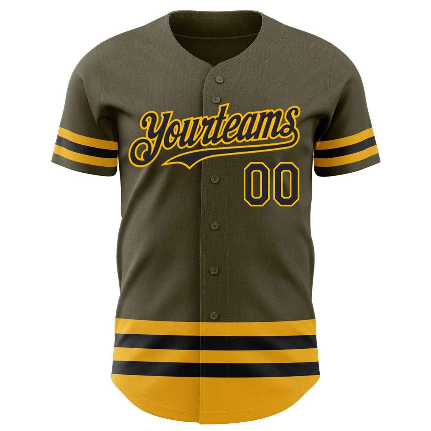 Custom Olive Black-Gold Line Authentic Salute To Service Baseball Jersey baseball jersey product view 2