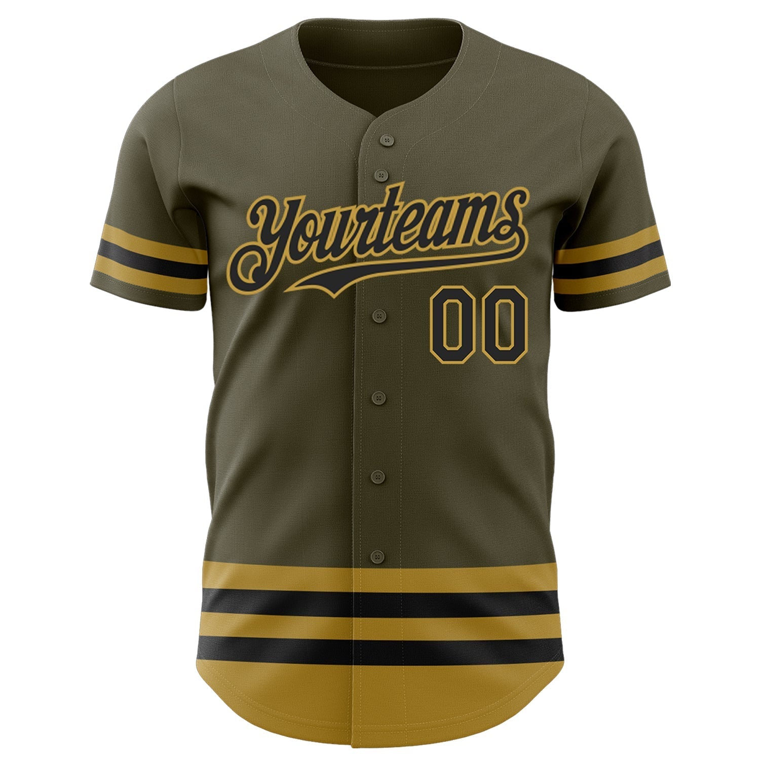 Custom Olive Black-Old Gold Line Authentic Salute To Service Baseball Jersey baseball jersey product view 2