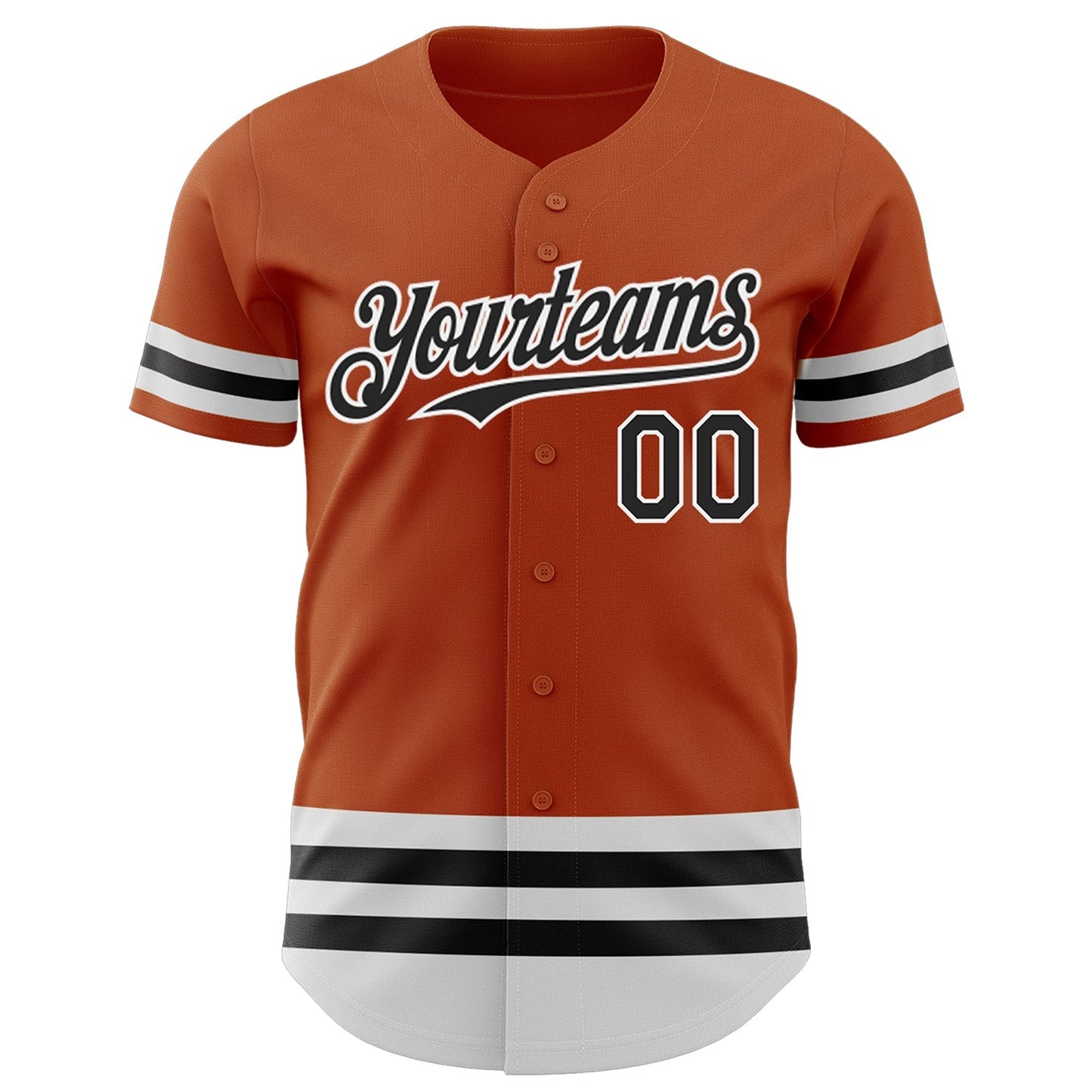 Custom Texas Orange Black-White Line Authentic Baseball Jersey baseball jersey product view 2
