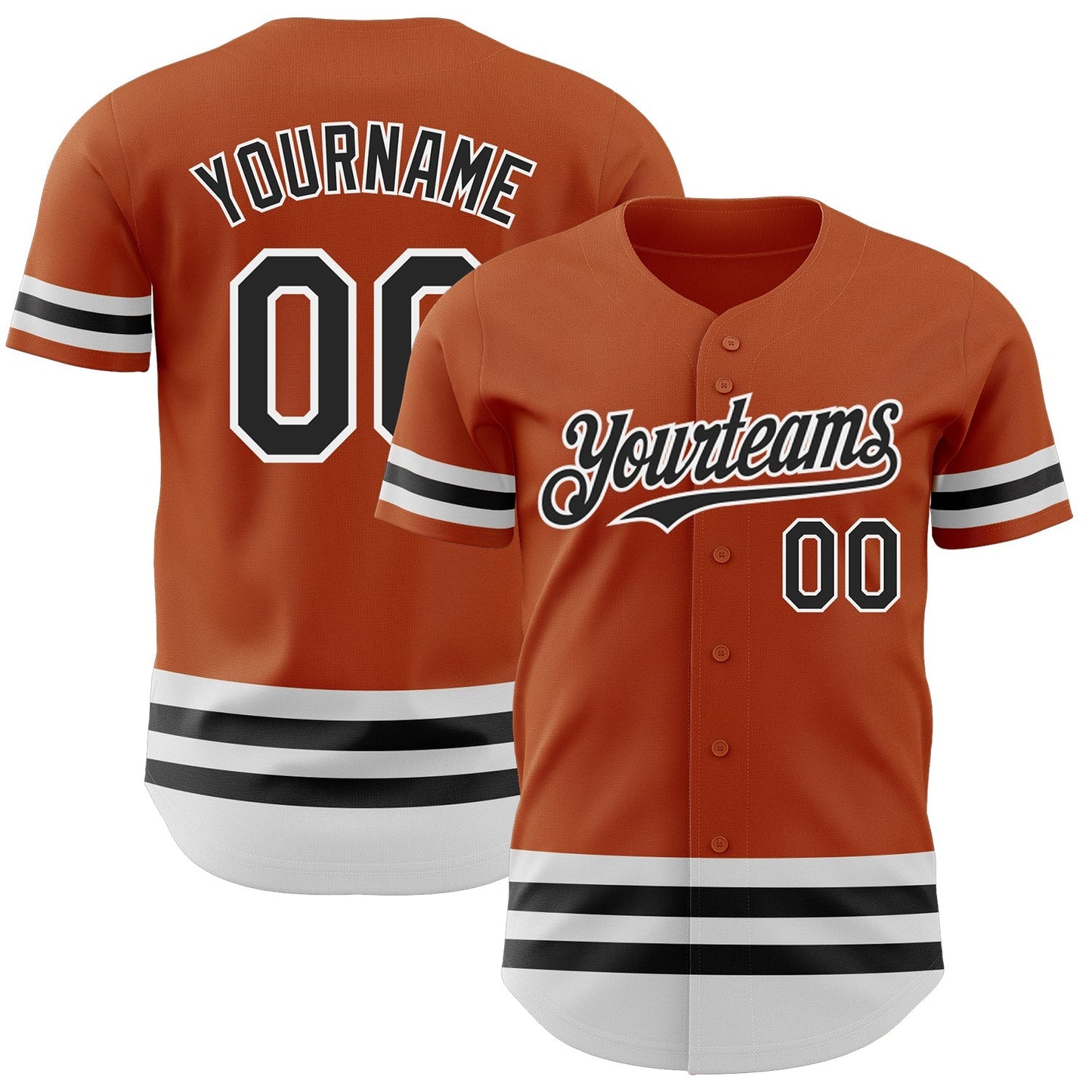 Custom Texas Orange Black-White Line Authentic Baseball Jersey baseball jersey product view 1