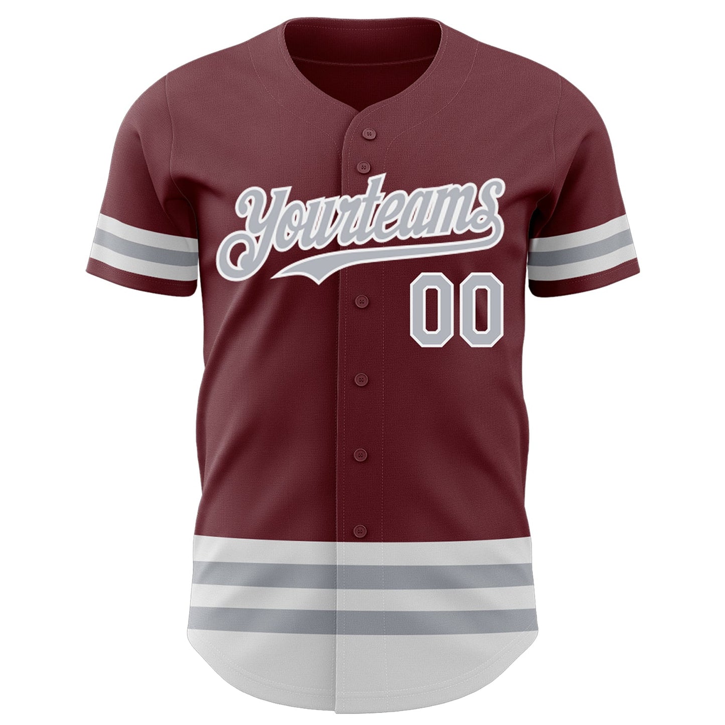 Custom Burgundy Gray-White Line Authentic Baseball Jersey baseball jersey product view 2