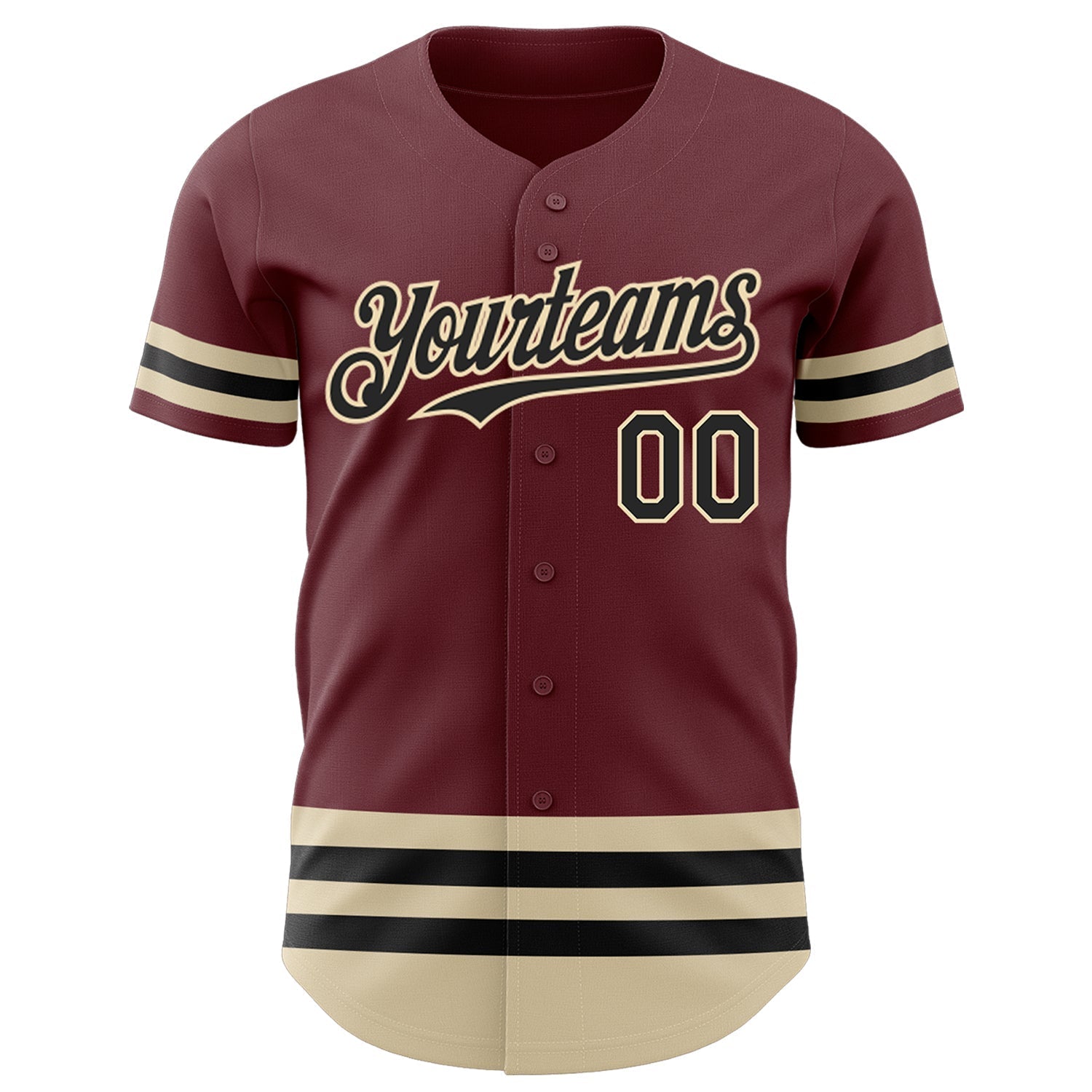 Custom Burgundy Black-Cream Line Authentic Baseball Jersey baseball jersey product view 2