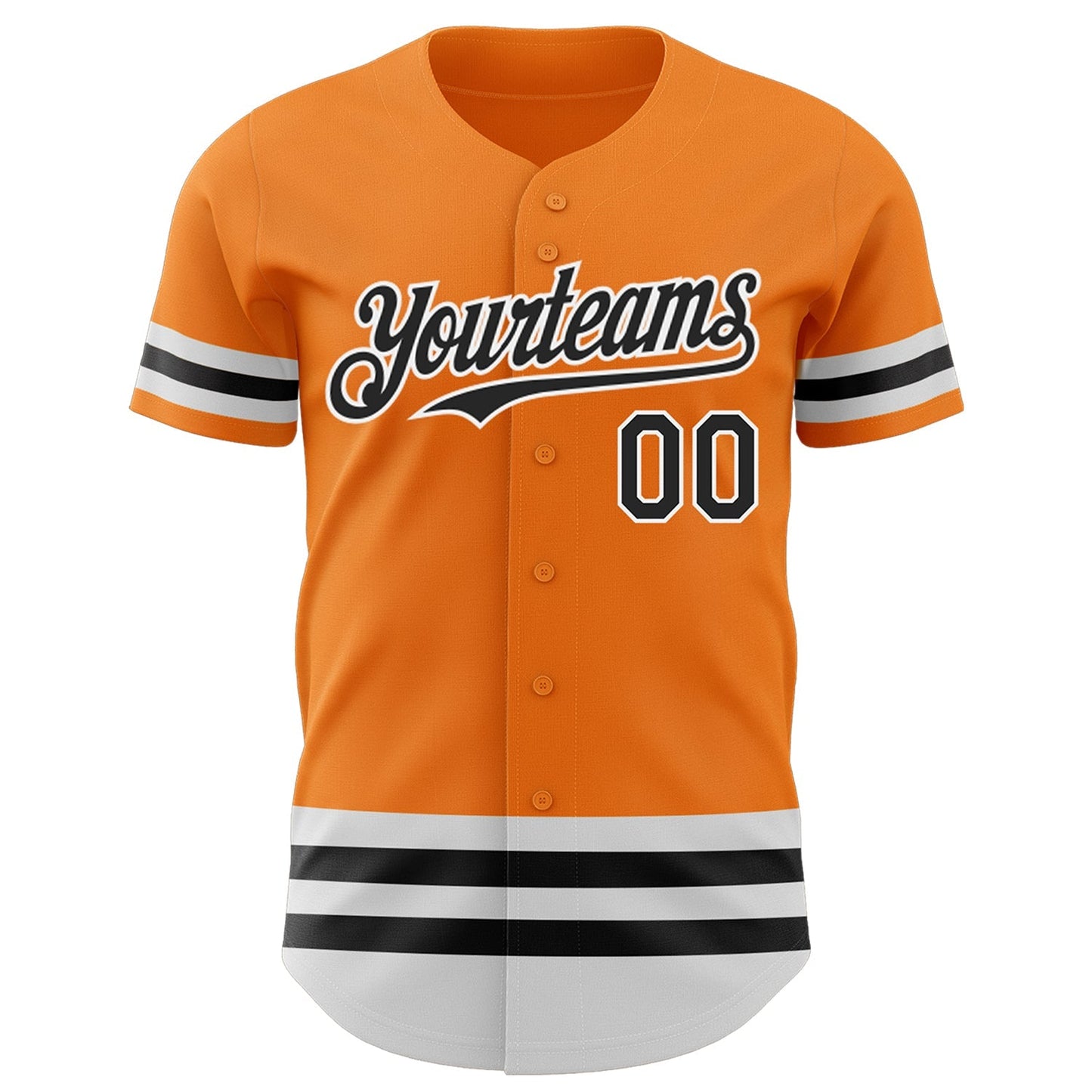 Custom Bay Orange Black-White Line Authentic Baseball Jersey baseball jersey product view 2