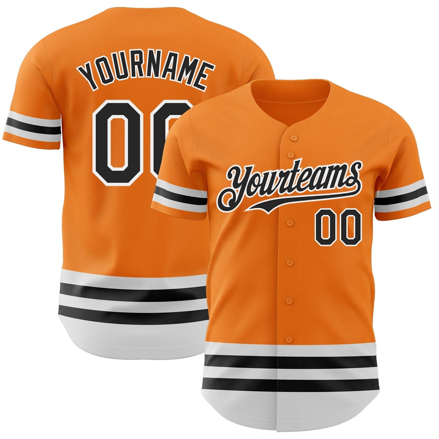 Custom Bay Orange Black-White Line Authentic Baseball Jersey baseball jersey product view 1