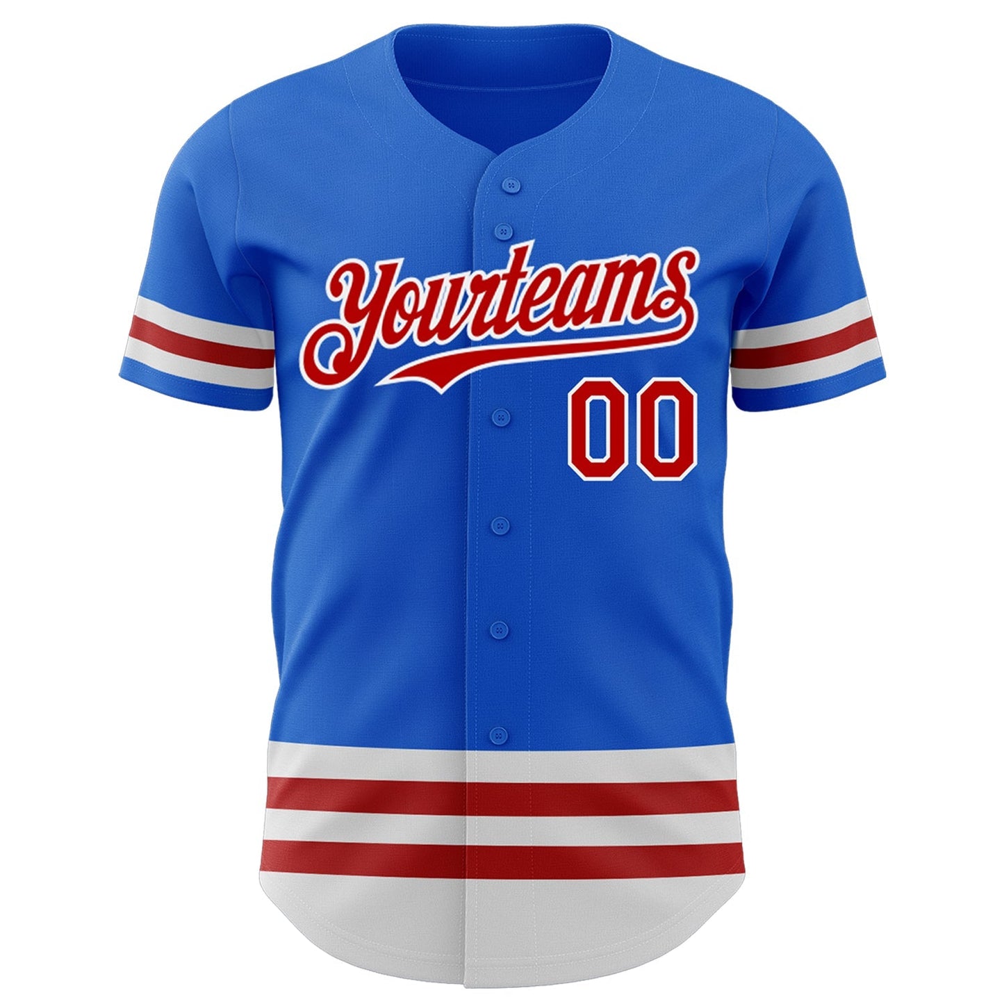 Custom Thunder Blue Red-White Line Authentic Baseball Jersey baseball jersey product view 3