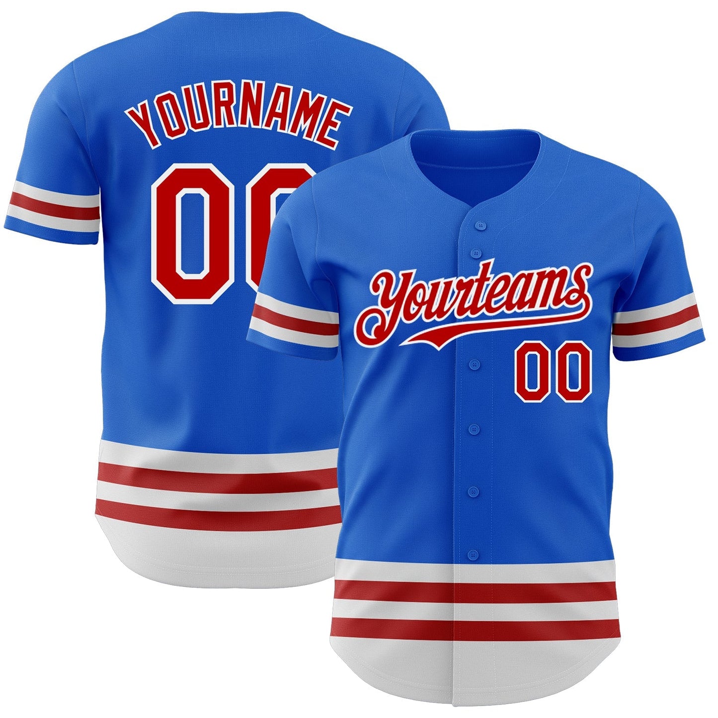 Custom Thunder Blue Red-White Line Authentic Baseball Jersey baseball jersey product view 1