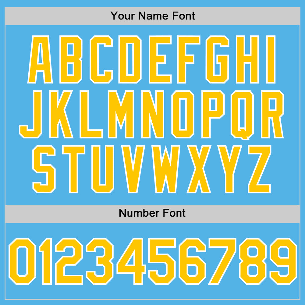 Custom Sky Blue Yellow-White Line Authentic Baseball Jersey baseball jersey product view 5