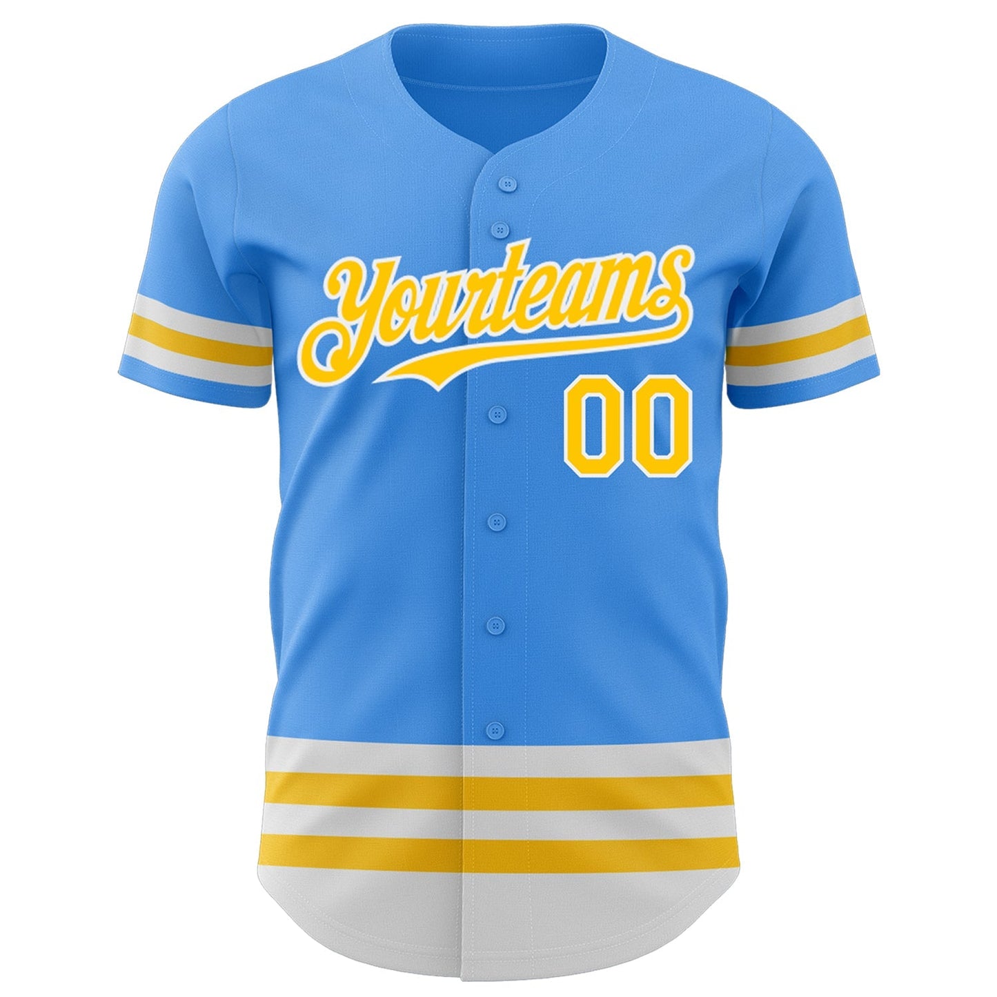 Custom Electric Blue Yellow-White Line Authentic Baseball Jersey baseball jersey product view 2