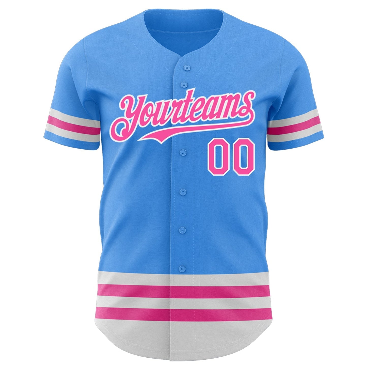 Custom Electric Blue Pink-White Line Authentic Baseball Jersey baseball jersey product view 2