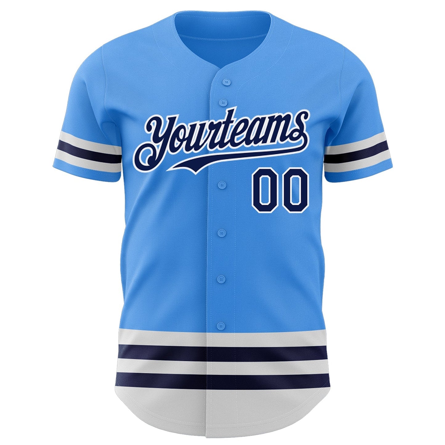 Custom Electric Blue Navy-White Line Authentic Baseball Jersey baseball jersey product view 2