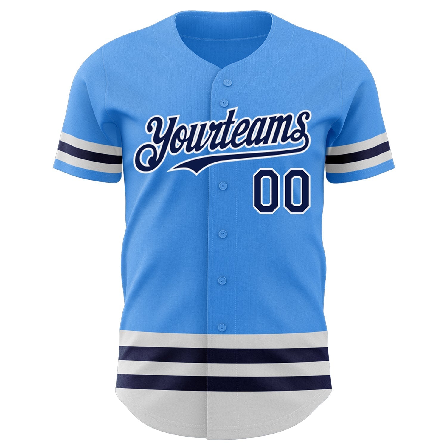 Custom Electric Blue Navy-White Line Authentic Baseball Jersey baseball jersey product view 2