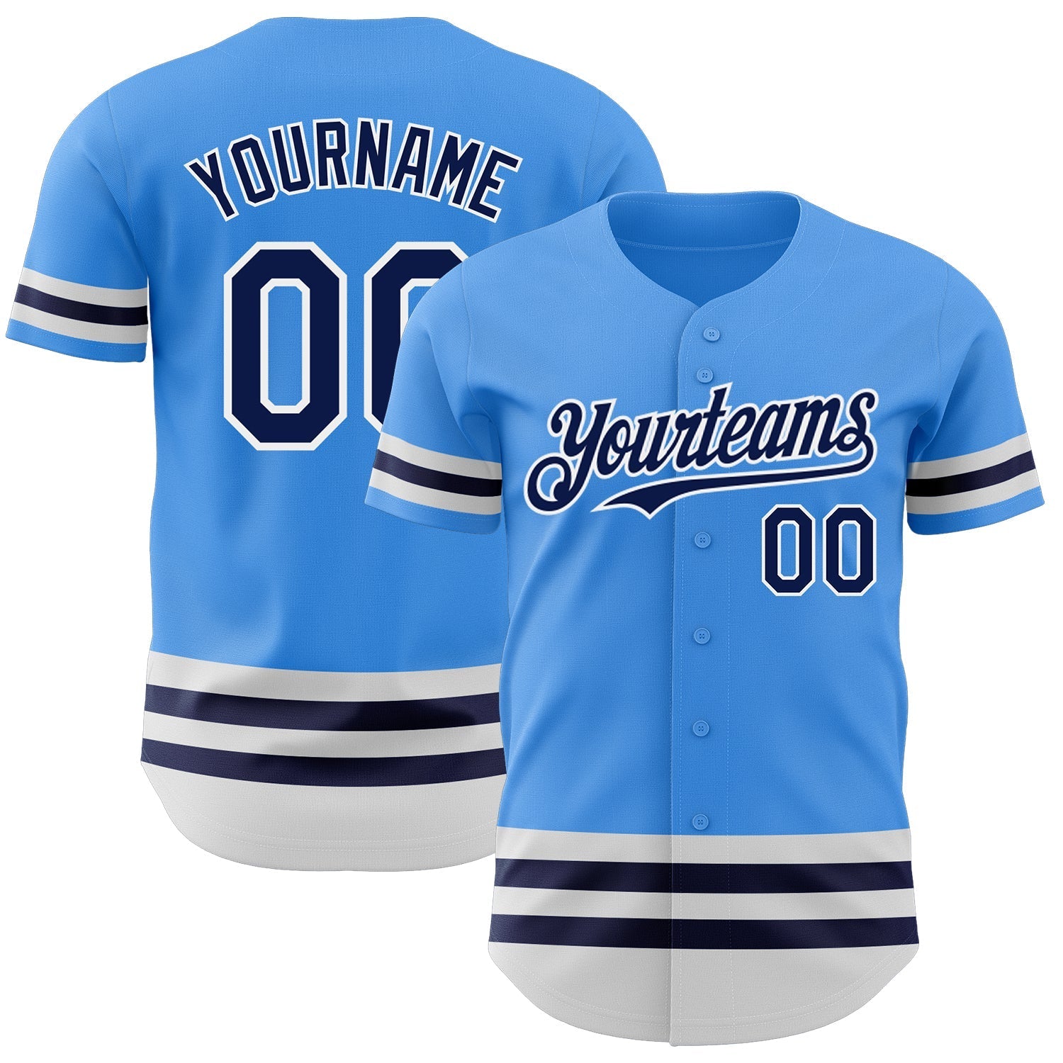 Custom Electric Blue Navy-White Line Authentic Baseball Jersey baseball jersey product view 1