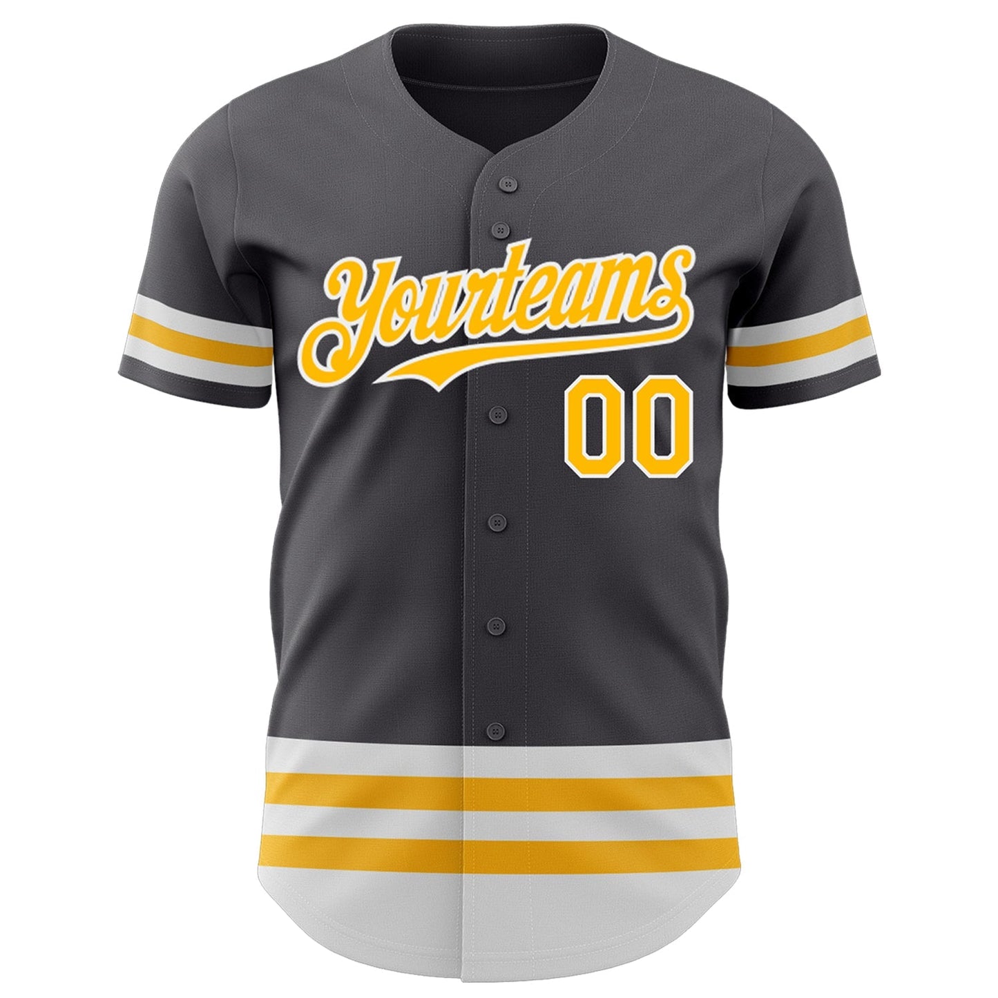 Custom Steel Gray Gold-White Line Authentic Baseball Jersey baseball jersey product view 2