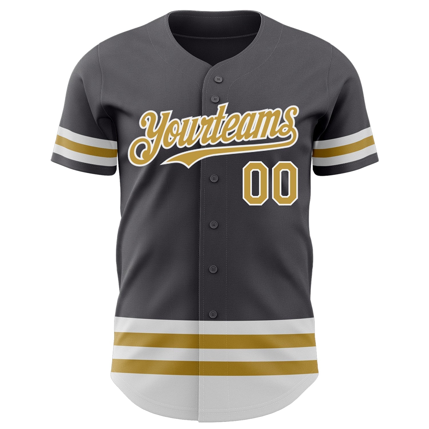 Custom Steel Gray Old Gold-White Line Authentic Baseball Jersey baseball jersey product view 2