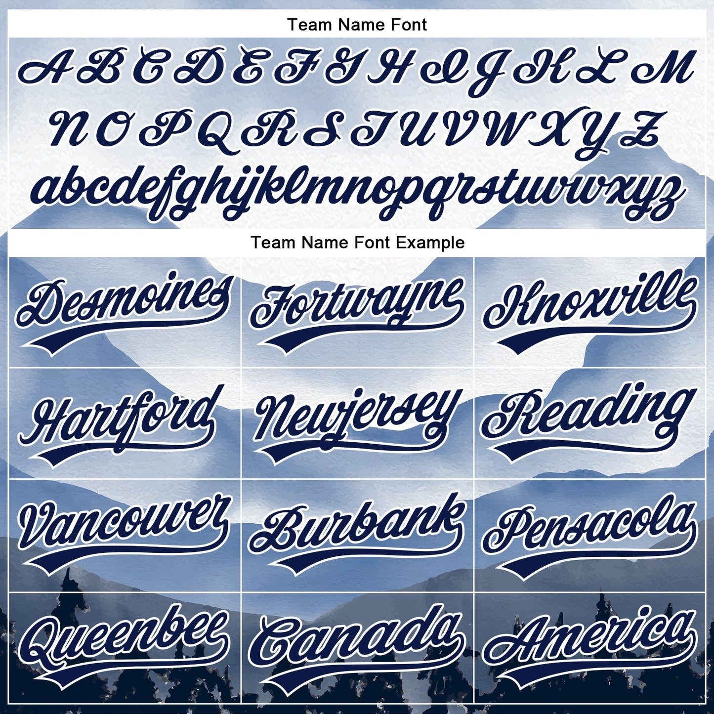 Custom White Navy 3D Pattern Design Watercolor Mountains Authentic Baseball Jersey baseball jersey product view 4