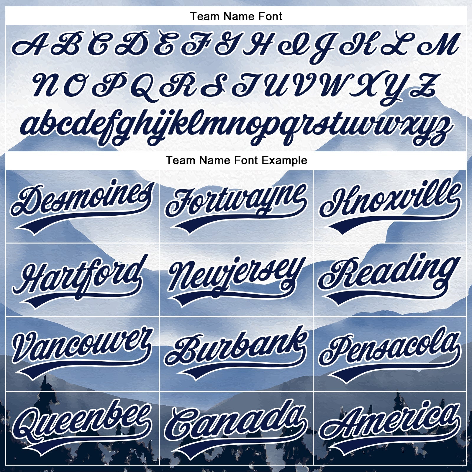 Custom White Navy 3D Pattern Design Watercolor Mountains Authentic Baseball Jersey baseball jersey product view 4