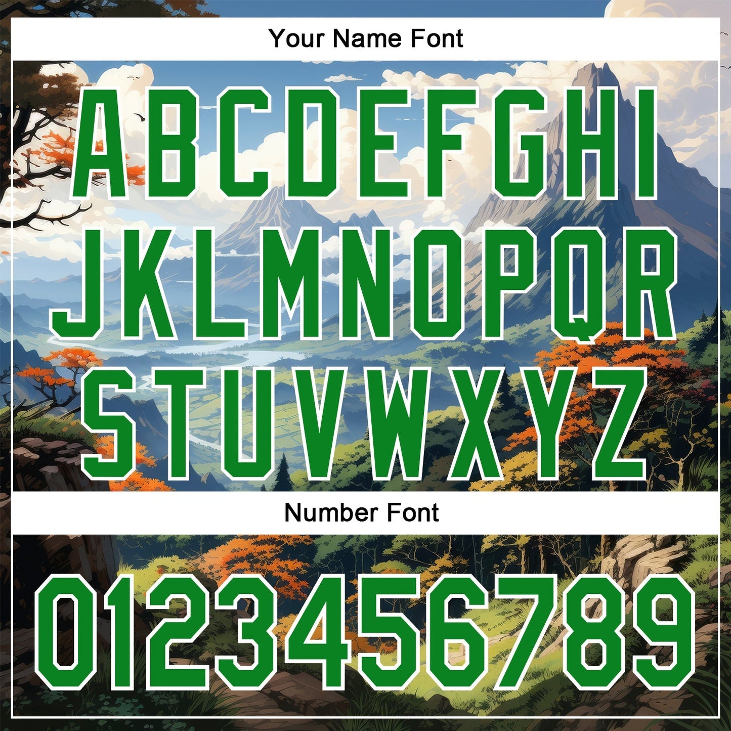 Custom White Grass Green 3D Pattern Design Mountains Landscape Authentic Baseball Jersey baseball jersey product view 5