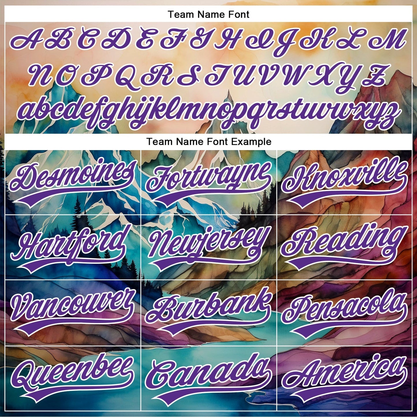 Custom White Purple 3D Pattern Design Mountains Landscape Authentic Baseball Jersey baseball jersey product view 4