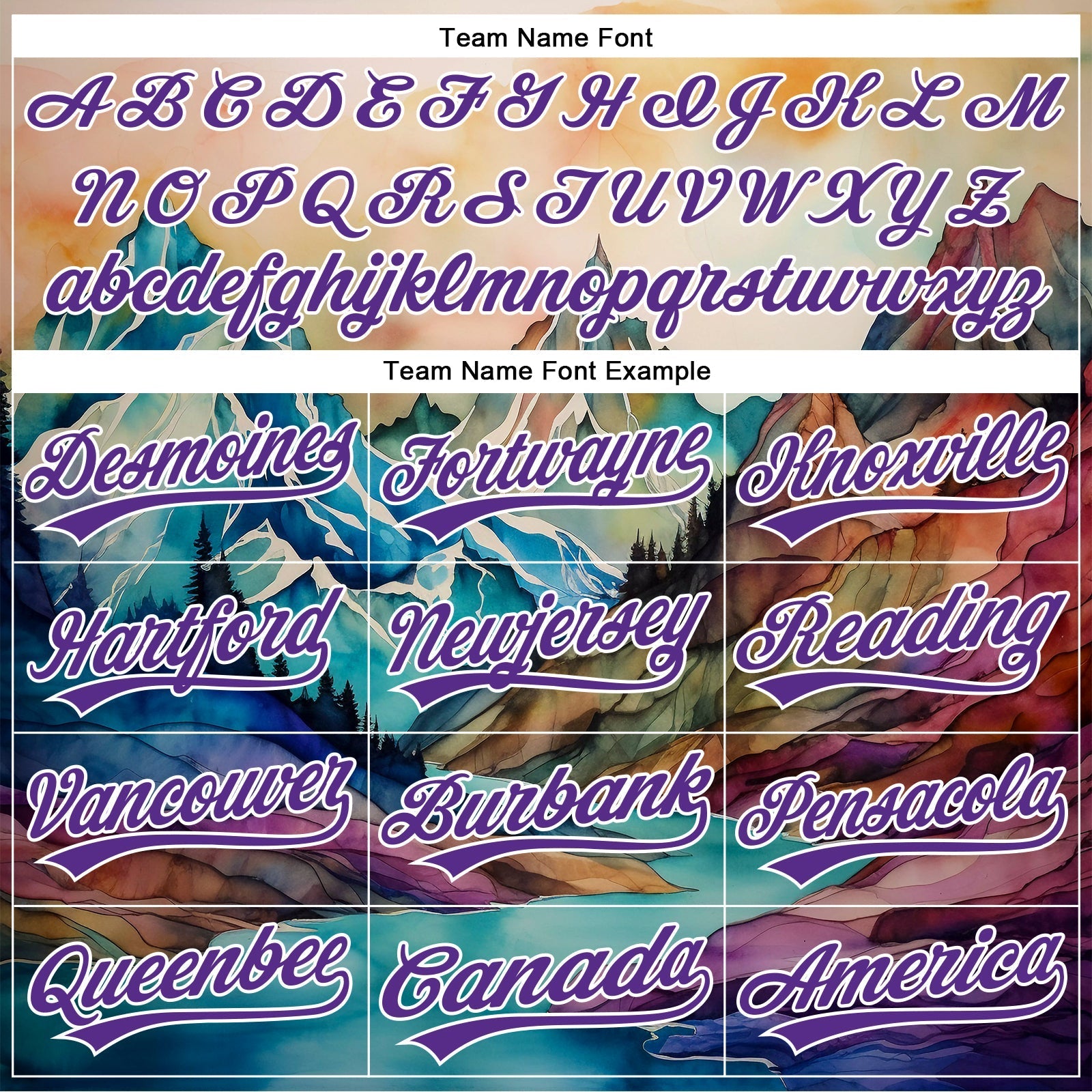 Custom White Purple 3D Pattern Design Mountains Landscape Authentic Baseball Jersey baseball jersey product view 4